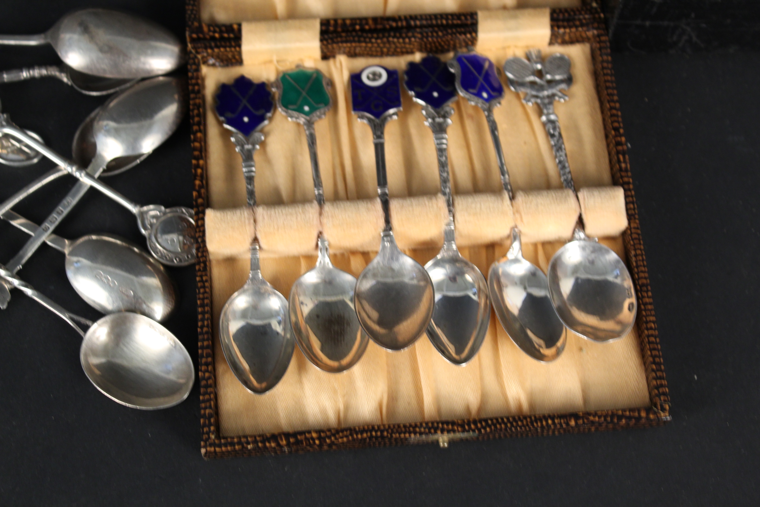 Seventeen various silver teaspoons, mostly with golfing related interest, - Image 3 of 3