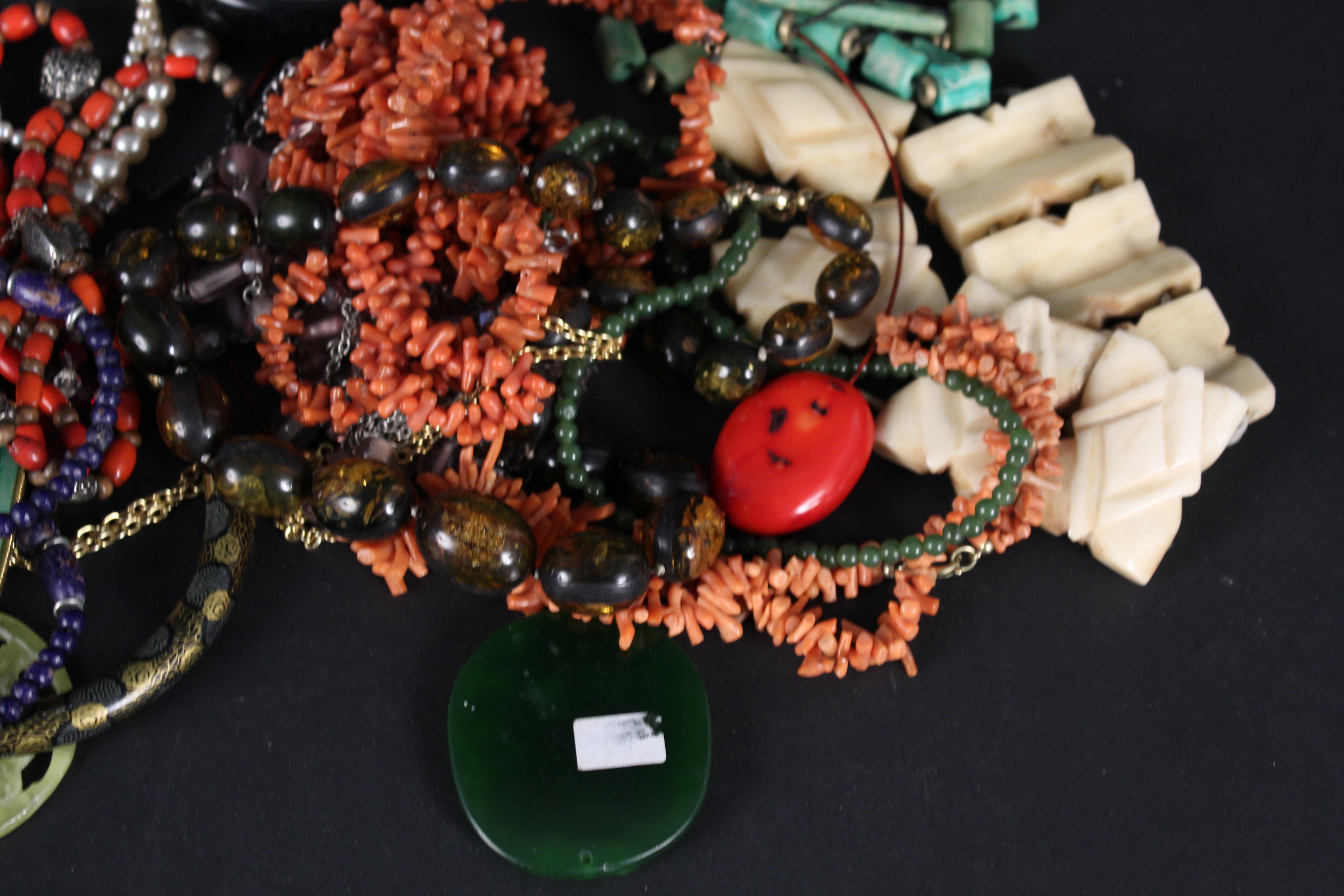 A quantity of bead necklaces, including coral, amethyst etc, bracelets including bone, - Image 3 of 3