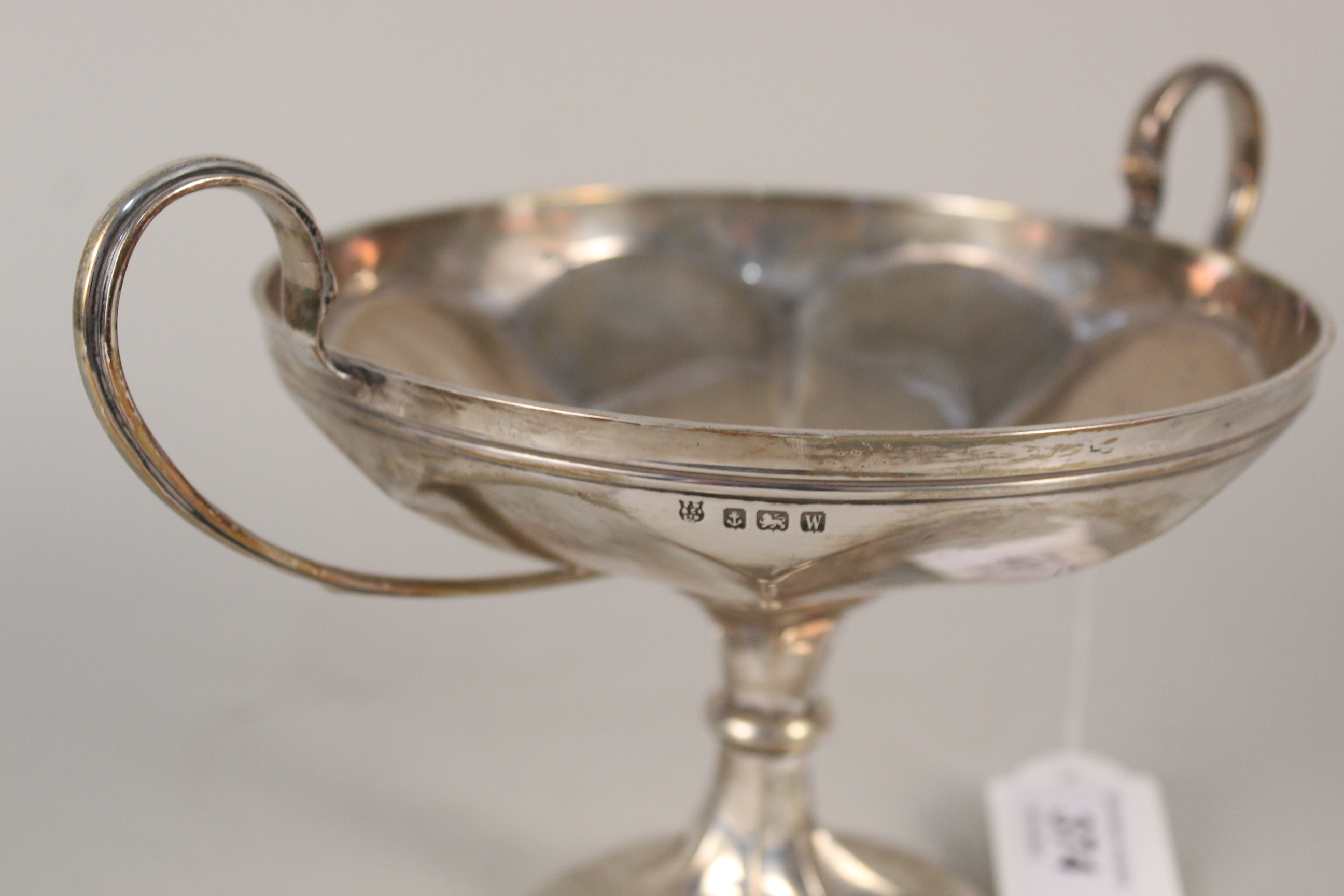 A silver twin handled sweetmeat dish on pedestal base (as found), - Image 2 of 3