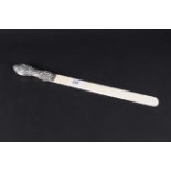 A silver handle ivory bladed page turner (some losses to silver),