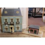 A large vintage dolls house with contents together with a 'William Bartlett' shop and contents