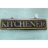 'Kitchener' brass show engine nameplate