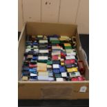 A large box of Matchbox Models of Yesteryear die cast vehicles