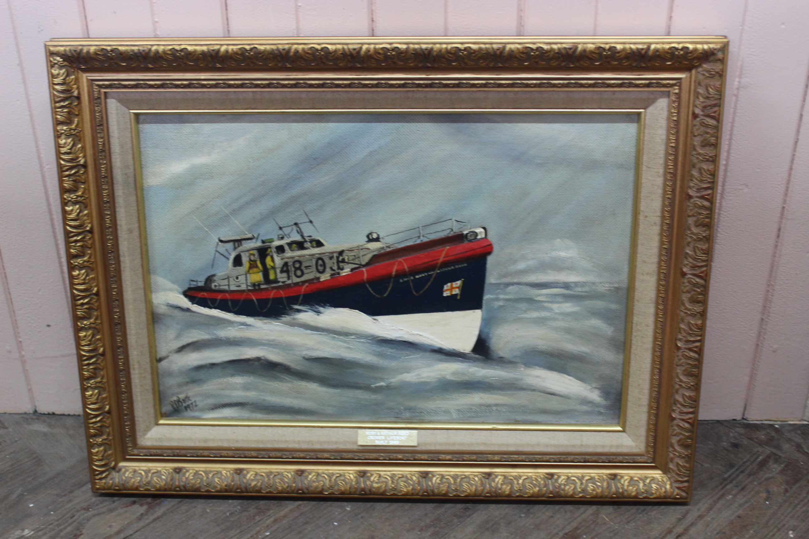 A framed oil on board of The Cromer Lifeboat 'The Ruby and Arthur Reed', signed R D Bone 1972,