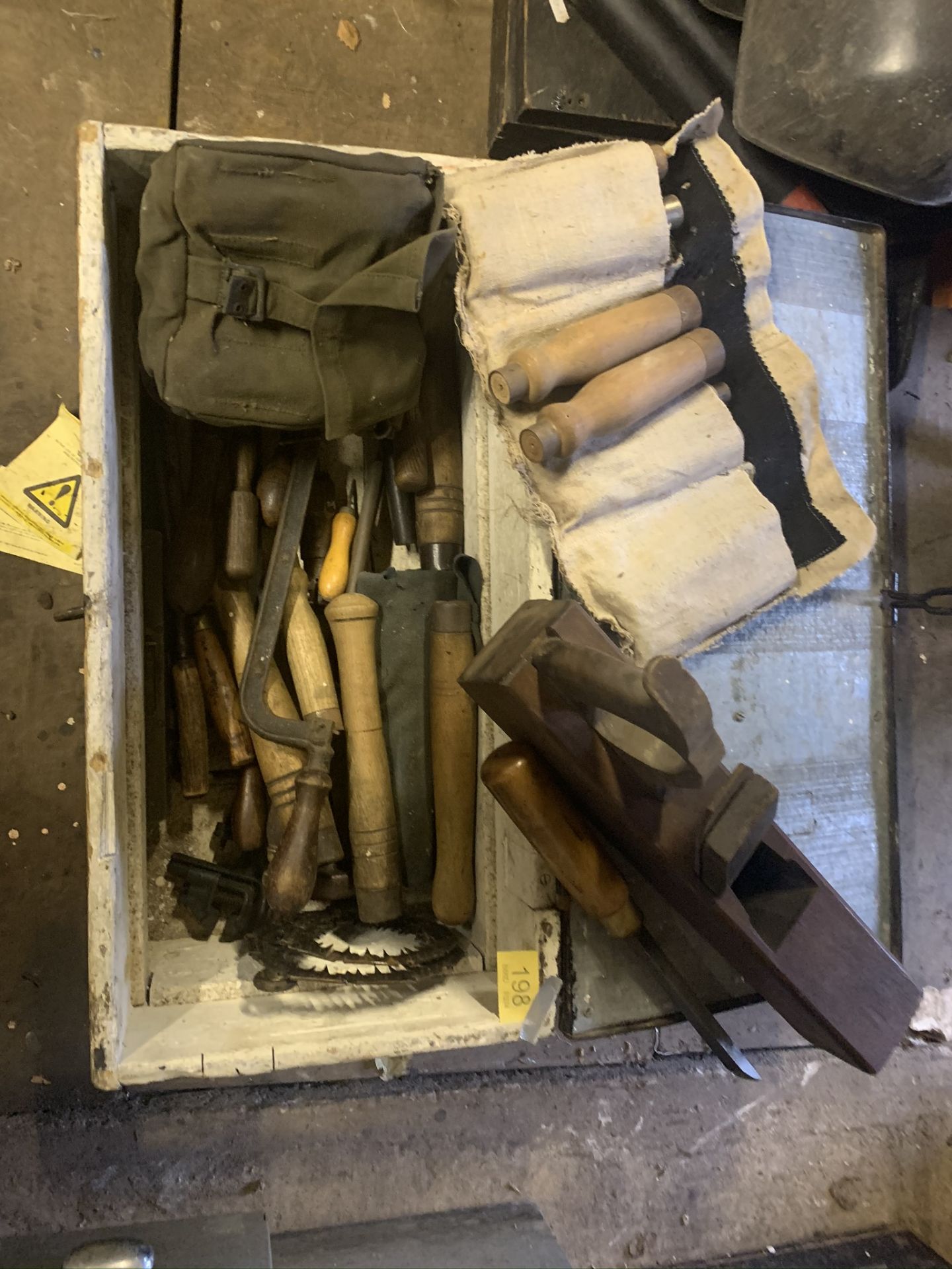 Box of carpentry tools. Stored near Gorleston, Norfolk. No VAT on this lot.