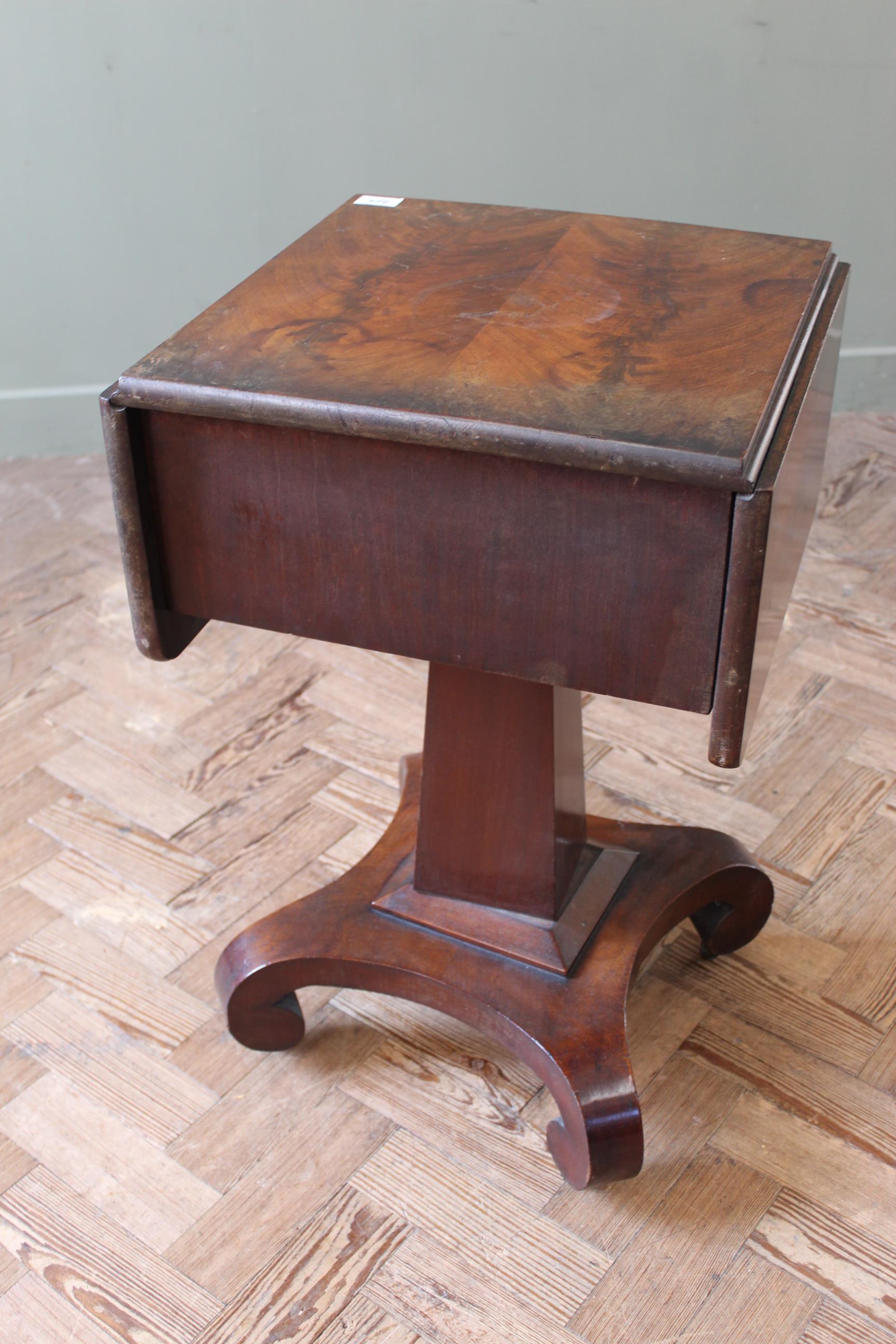 A William IV mahogany two drawer work table with drop leaves, - Image 5 of 5