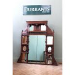 An Edwardian mahogany overmantle mirror of large proportions
