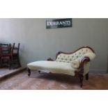 A mid Victorian mahogany button back chaise longue