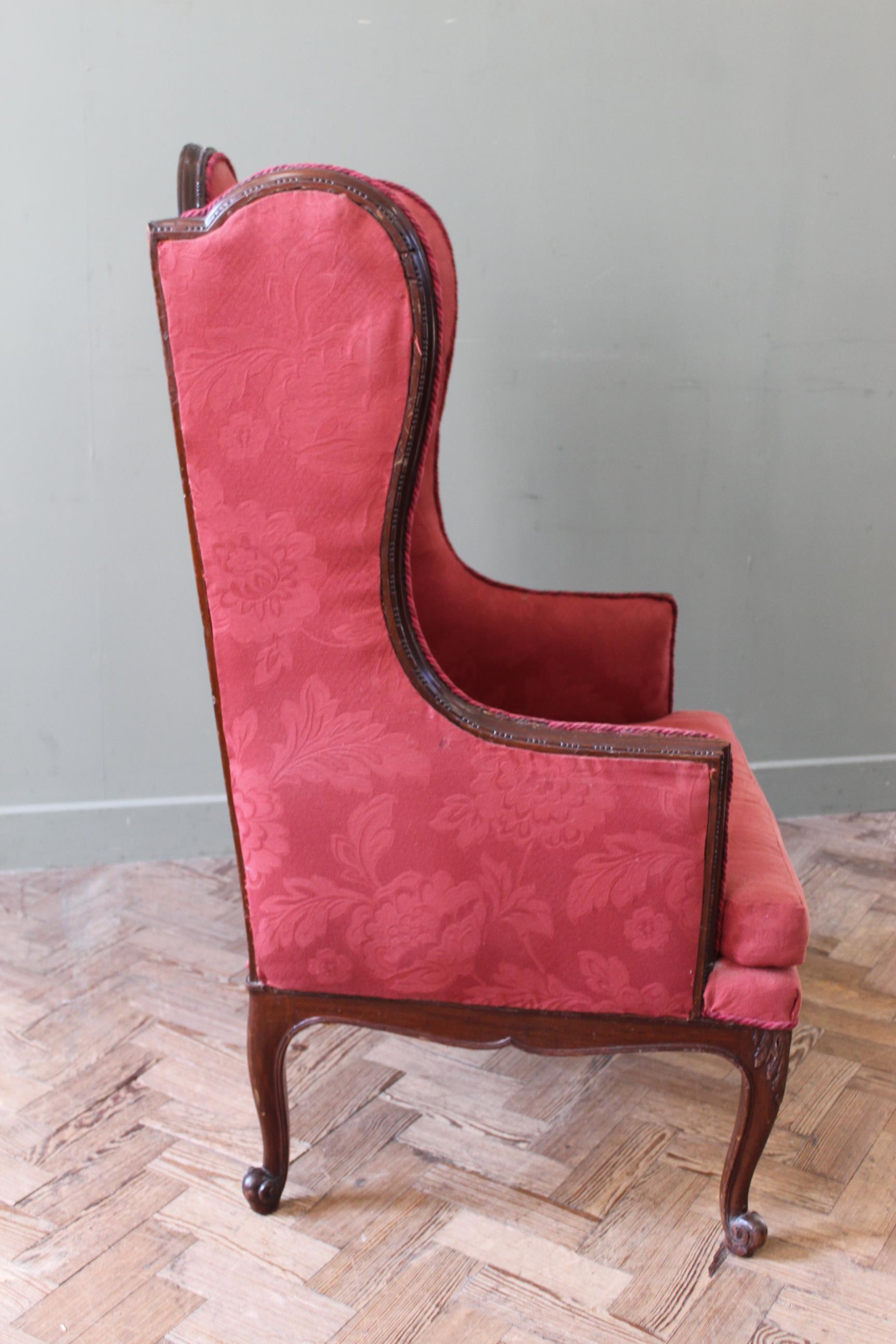 An early 20th Century mahogany Victorian style wing back chair - Image 5 of 6