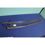 A period Light Cavalry officers sword with scabbard, based upon the British 1788 model,