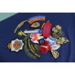 A collection of Canadian cloth and metal insignia,