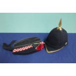 Two side hats with a blue cloth helmet (as found)