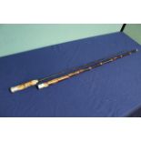 A vintage sword stick with white metal pommel and collar, 29" square form blade (N.B.