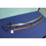 A British 1796 Light Cavalry Troopers sword and scabbard (wooden grip as found) with scabbard
