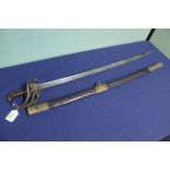 A British Victorian model 1822 Infantry Officers sword with brass mounted scabbard