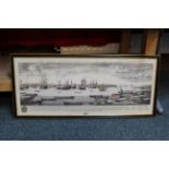 A coloured print 'The West Prospect of Portsmouth in Hamp-shire' depicting warships,