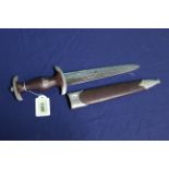 A Third Reich era S.A. dress dagger with scabbard by C.F.Kayser Solingen, crossguard marked No. (N.