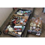 Four boxes of varied items including china, glass, stoneware,