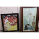 Two framed and glazed prints of females