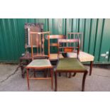 Five assorted 19th Century and later mahogany and oak dining chairs