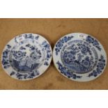 Two 18th Century Chinese blue and white hand painted plates (damaged)