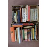 Two boxes of assorted reference books including coins and military