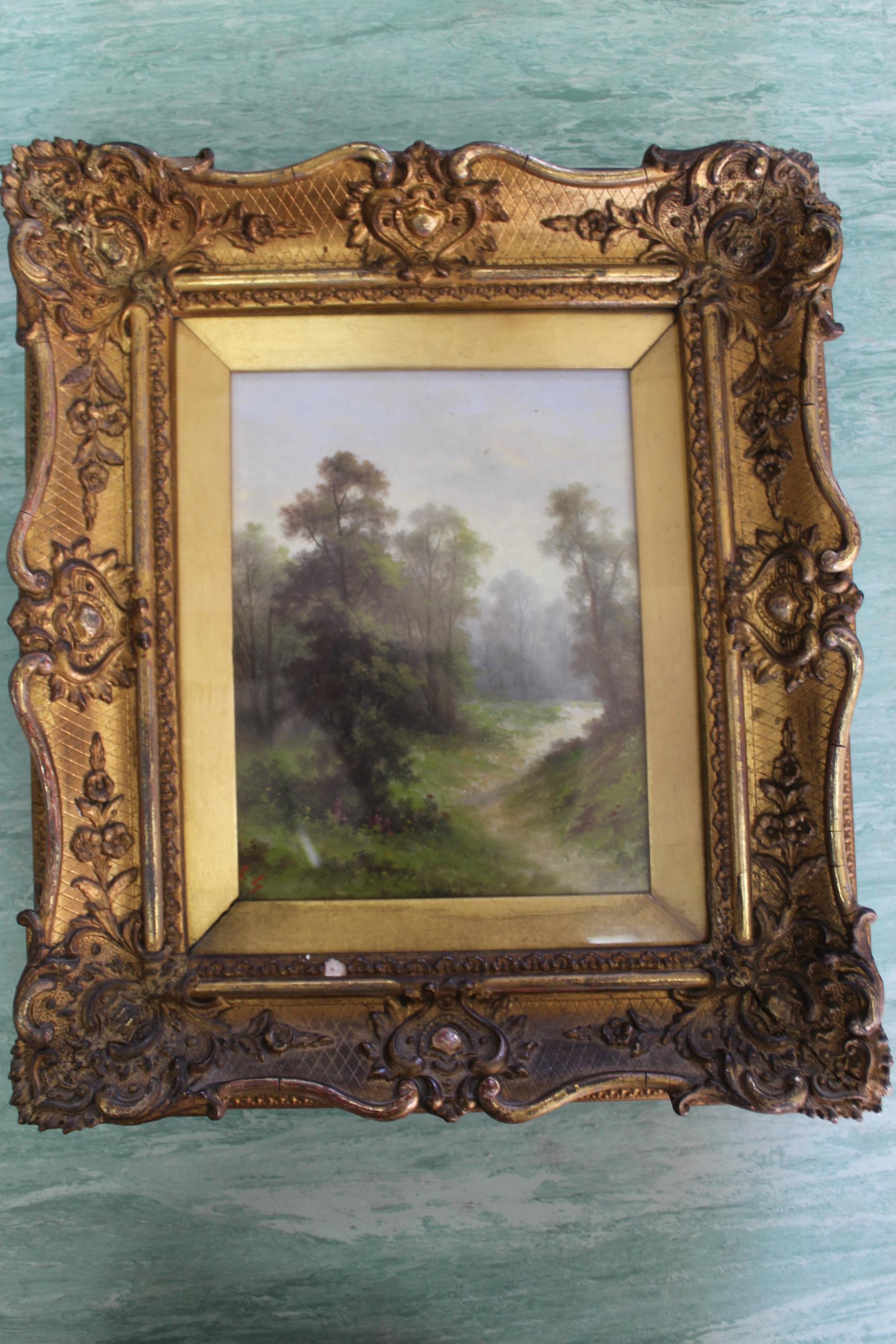 A 19th Century oil on canvas of a woodland scene, bears initials "L.H.