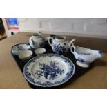 A large selection of mainly early to mid date 18th Century blue and white porcelain tea wares,