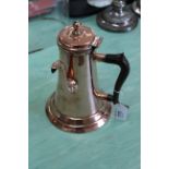 A Georgian seamed copper coffee pot with tapering body and shaped treen handle,
