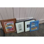 Five framed vintage Ford Motor Car advertising posters