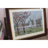 Nina Hosali (1898-1987), a large framed pasetl of Buckingham Gate, London,