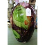 A large Murano style Art Glass vase decorated with leaves and flowers,