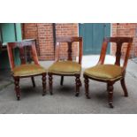 Three Victorian upholstered mahogany chairs