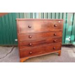 A 19th Century mahogany secretaire chest of drawers on cut bracket feet