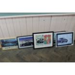 Five vintage framed and glazed Ford Motor Car advertising posters