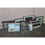 Nine vintage framed and glazed Ford Motor Car advertising posters