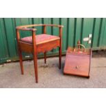 An Edwardian mahogany piano stool plus a coal scuttle