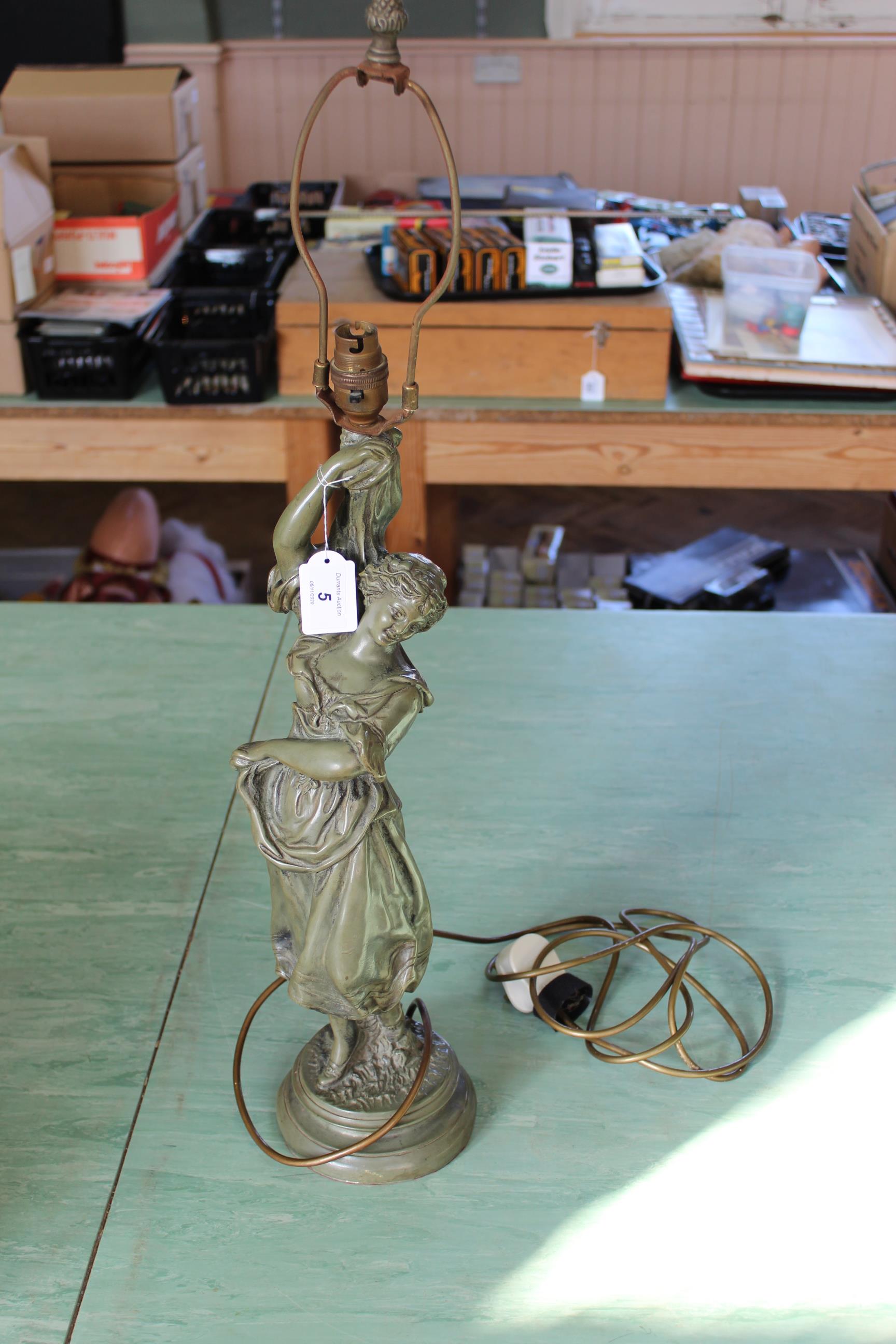 An Art Nouveau style female lamp figure, composite body,