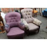 Two late 19th Century upholstered armchairs