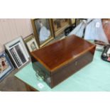 A large 19th Century satinwood banded mahogany writing box with fitted interior,