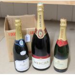 A magnum of Mercier Brut champagne together with Oudinot brut Champagne and a Grandin brut