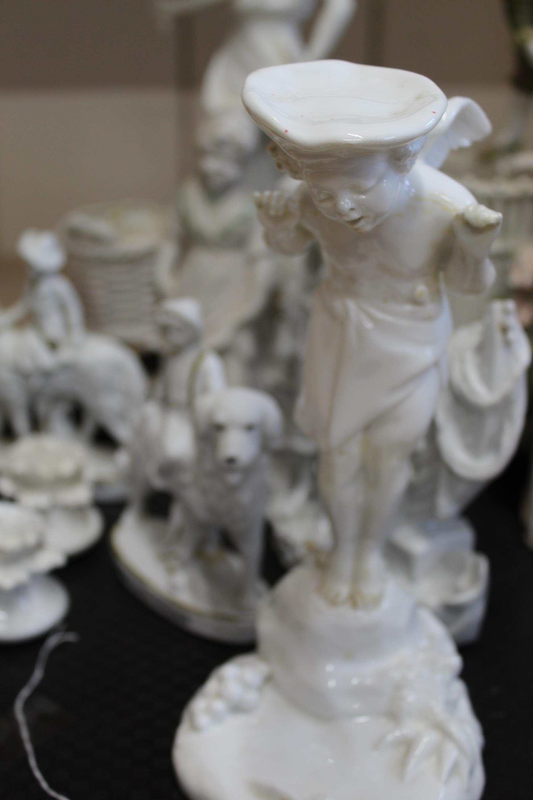 A selection of Parian and white finish figurines including a large Austrian group 11" high, - Image 3 of 4