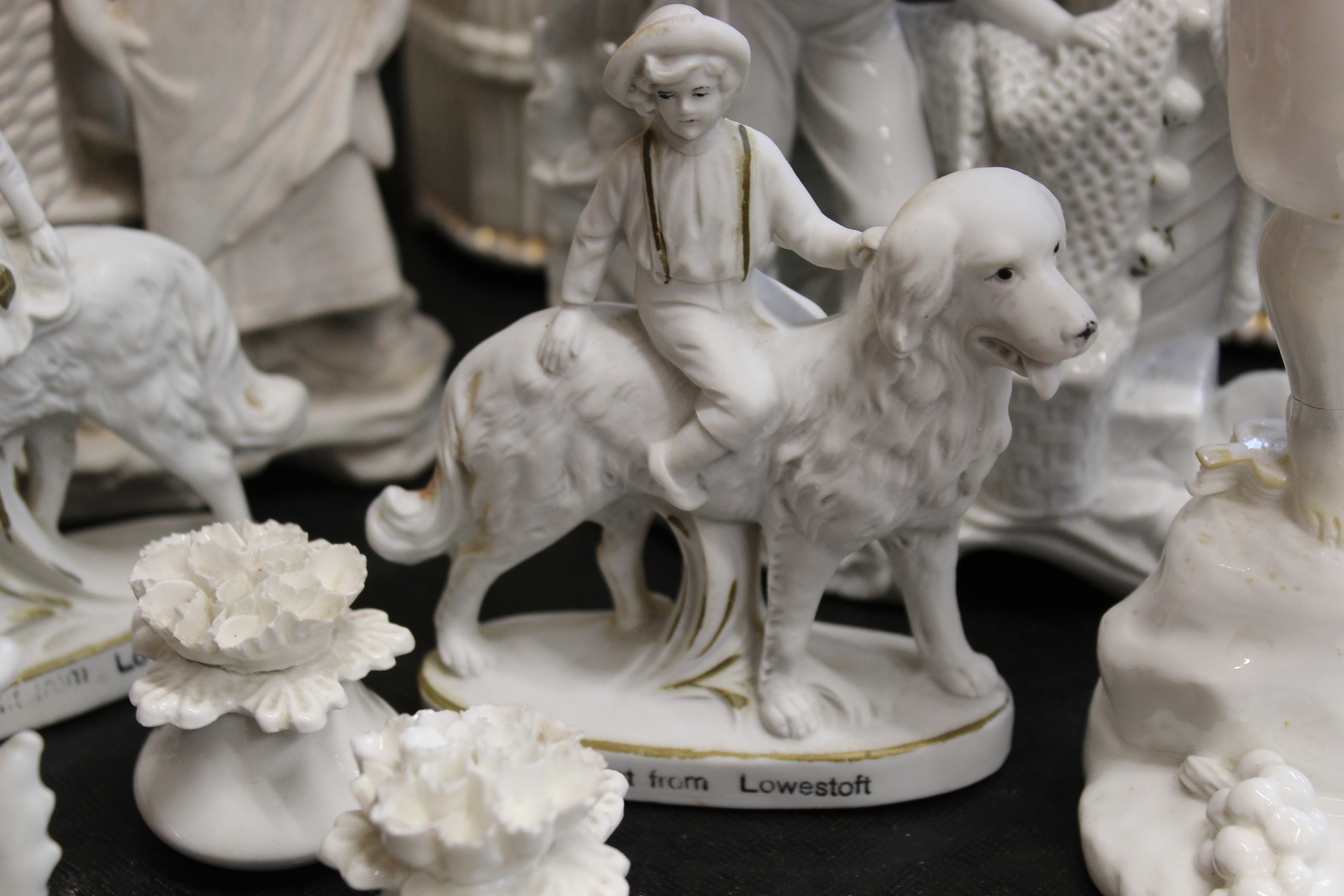 A selection of Parian and white finish figurines including a large Austrian group 11" high, - Image 4 of 4