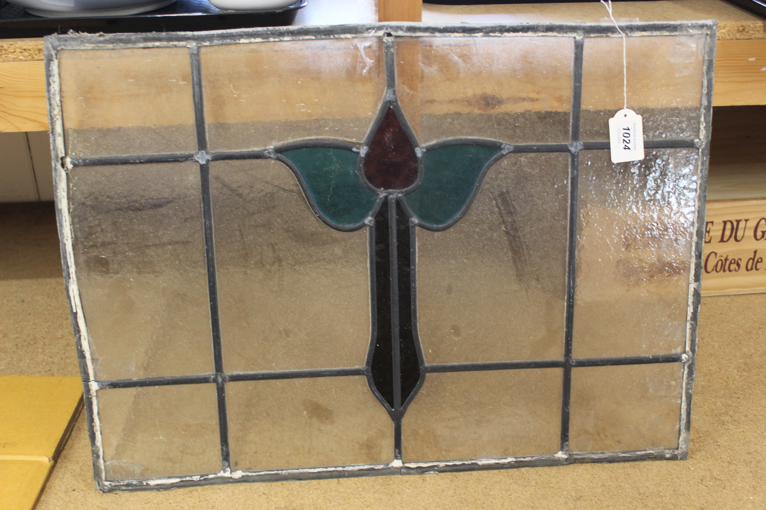 A selection of Art Nouveau leaded glass 24 1/4" x 17 3/4",