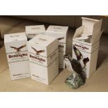 Five boxed Beneagles Whisky ceramic bird decanters, Osprey, Merlin, Kestrel,