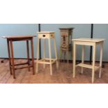 Four assorted occasional tables and plant stands