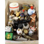 A small box of spirit miniatures in shaped containers including Beswick eagle,