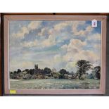 A mid 20th Century impressionist style oil on board of Beccles church,