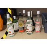 A selection of seven mixed spirits including Alfred Lambs Rum, three bottles of vodka, two Bacardi,