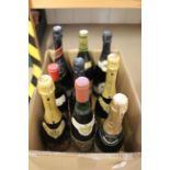 Nine bottles of mixed wine including three German white, two French white, two French red,